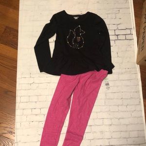 Girls outfit medium 5-6 long sleeve shirt leggings